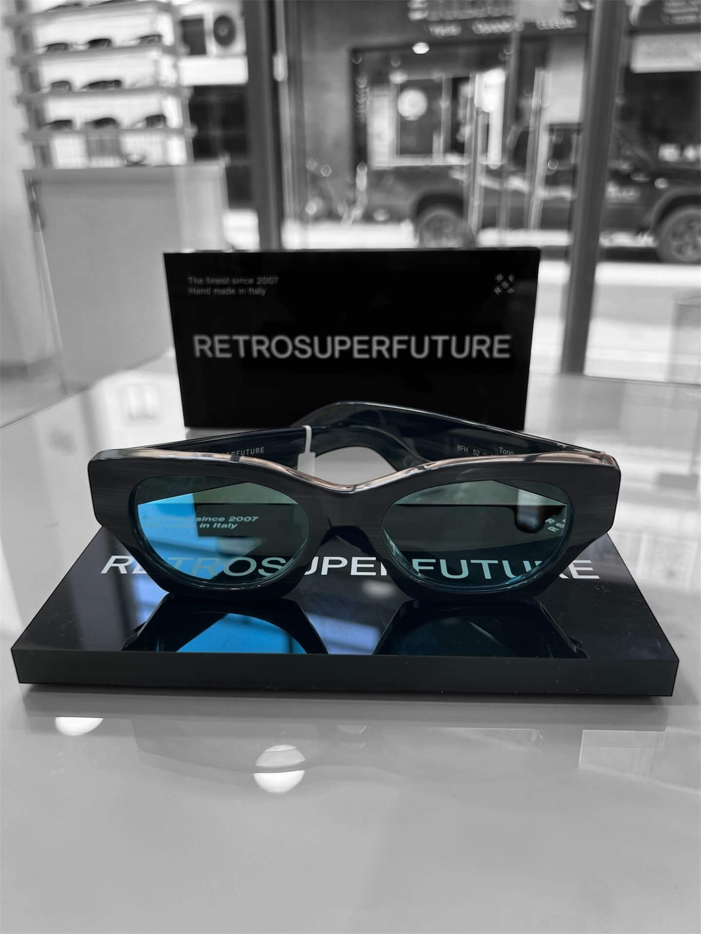 RETROSUPERFUTURE Caro Black with Blue Lenses